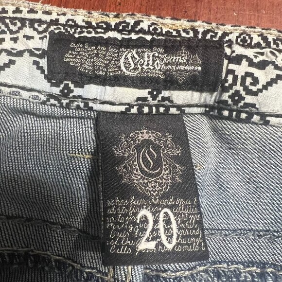 Cello Sz 20 Women's Jeans Bling Embroidery Med Blue Distressed Bootcut Feminine - Picture 9 of 16